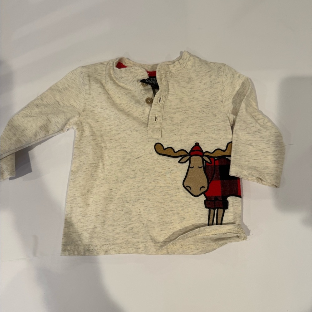 Frank Fierce 12 Month Holiday T-Shirt‎ Moose Print Holiday Christmas Toddler
